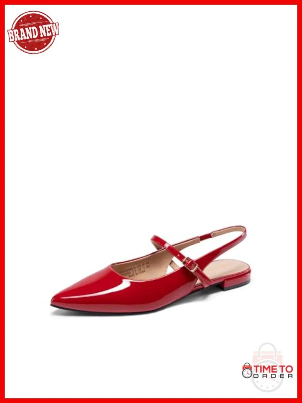 Slingback Pointed Toe Mary Jane Flats with Buckle Strap Low Heel Dressy Flats